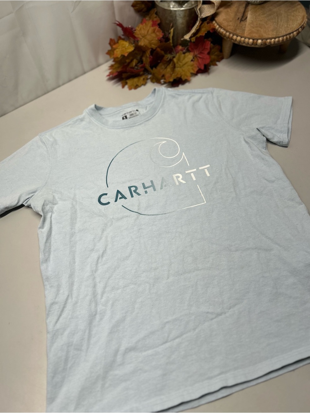 Carhartt men's Light Blue Logo Graphic T‑Shirt